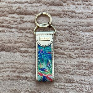 Like New Lilly Pulitzer Gold Trim Tropical Leaf Keychain Fob